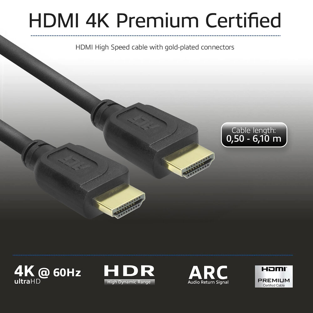 ACT AK3944 HDMI 2.0-Kabel verguld 2m Zwart