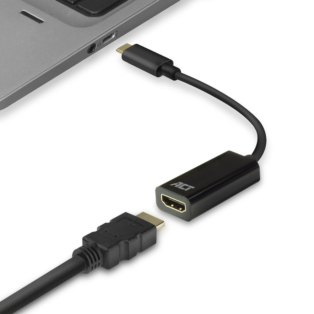 ACT AC7305 USB-C naar HDMI adapter 4K 15cm Zwart