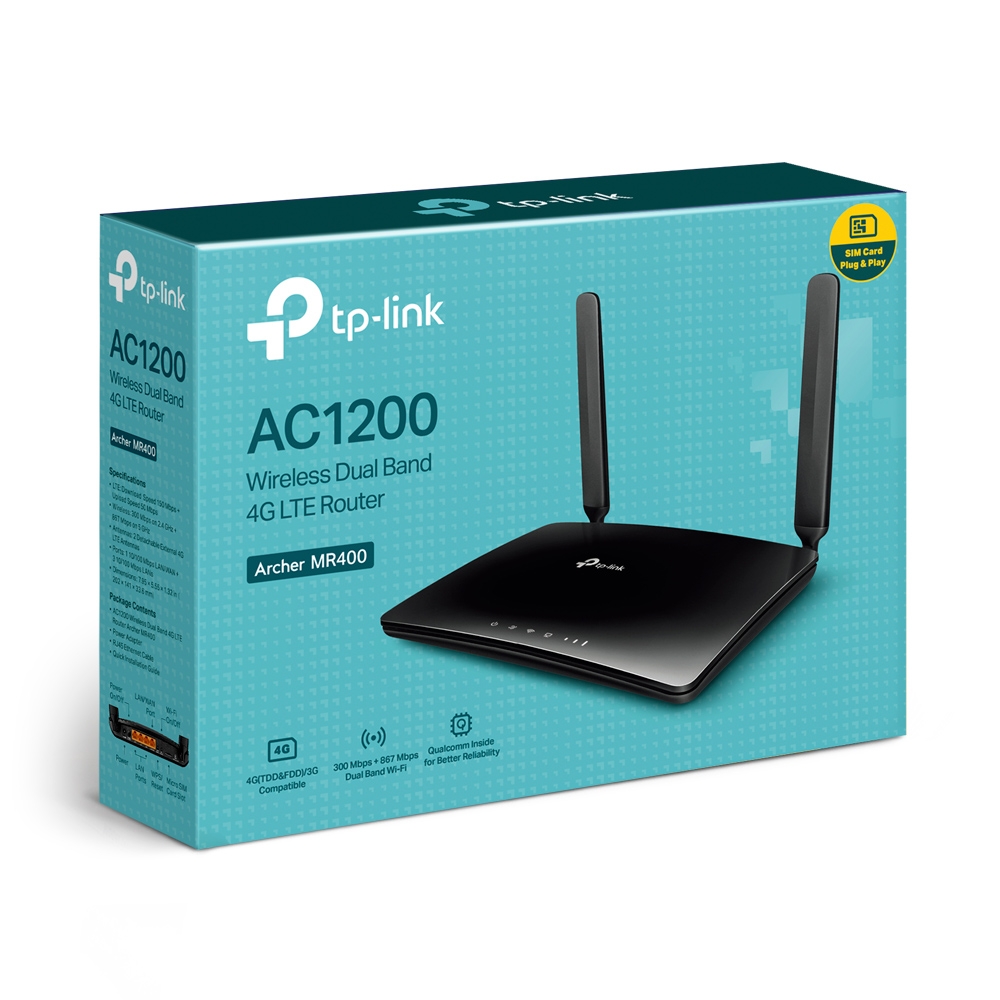 TP-Link Archer MR400 4G LTE Router Dual Band zwart