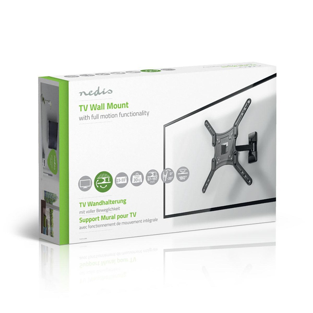 Nedis TVWM1430BK Draai- en Kantelbare TV-Muurbeugel 23-55" 30kg