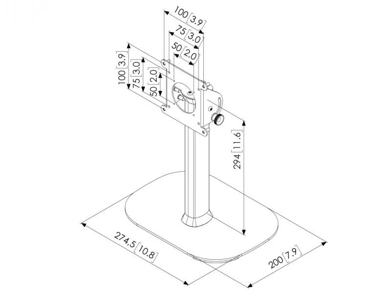 Support de table Vogels Pro PTA 3105 Tablock avec plaque de pied Noir
