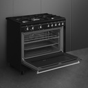 Smeg CX91GMBL Fornuis gas 90cm Zwart