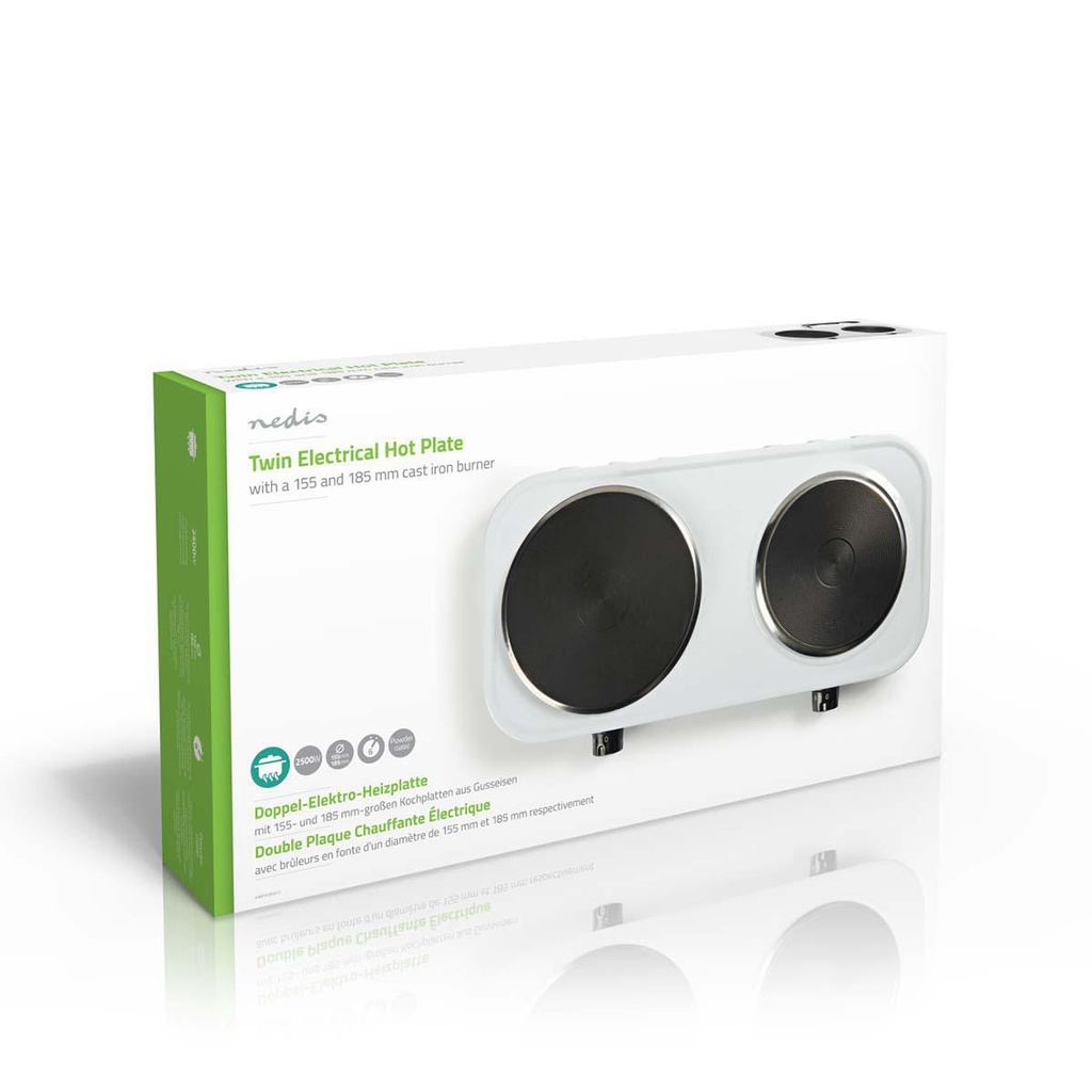Nedis KAEP251EWT2 Elektrische Kookplaat 2 Zones 2300W Wit