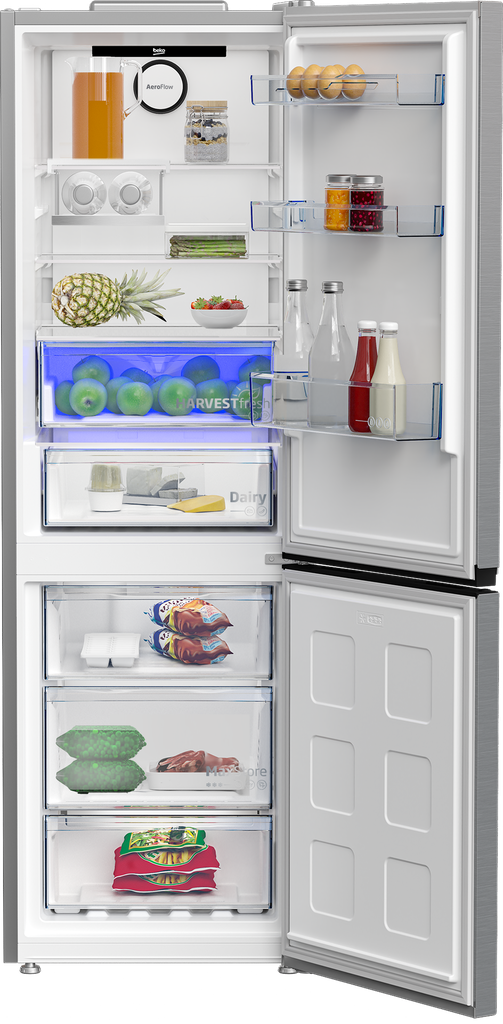 Beko B5RCNE366HXB Koel/vries-combi 387cm 316l 165.35kWh/jaar Grijs
