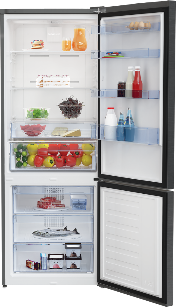 Beko RCNE560K40XBRN Koel/vries-combi 182cm 514 304.04 kWh/Jaar Zwart