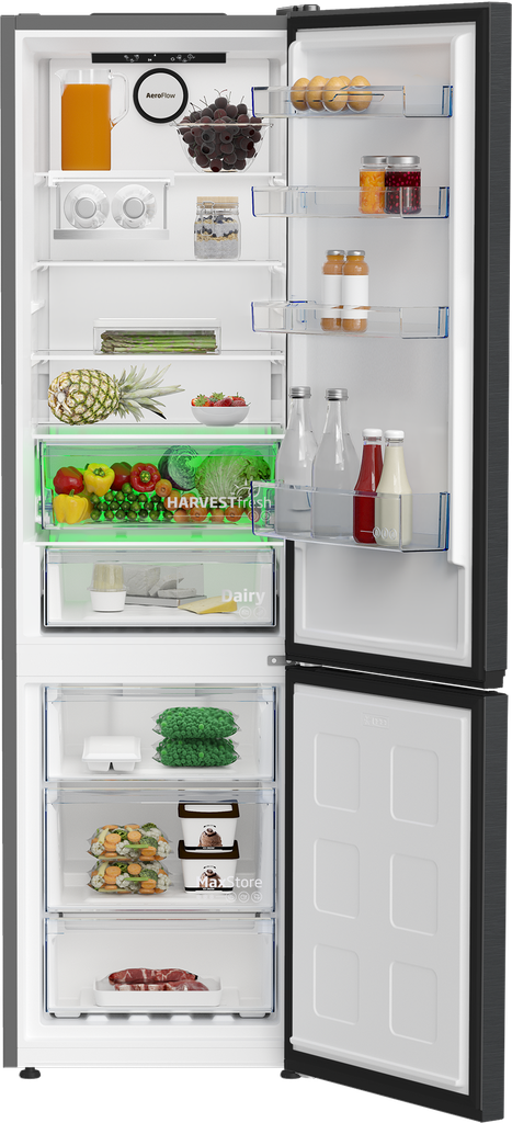Beko B7RCNE408HXBR Koel/vries-combi 204cm 355l 112 kWh/jaar Zwart