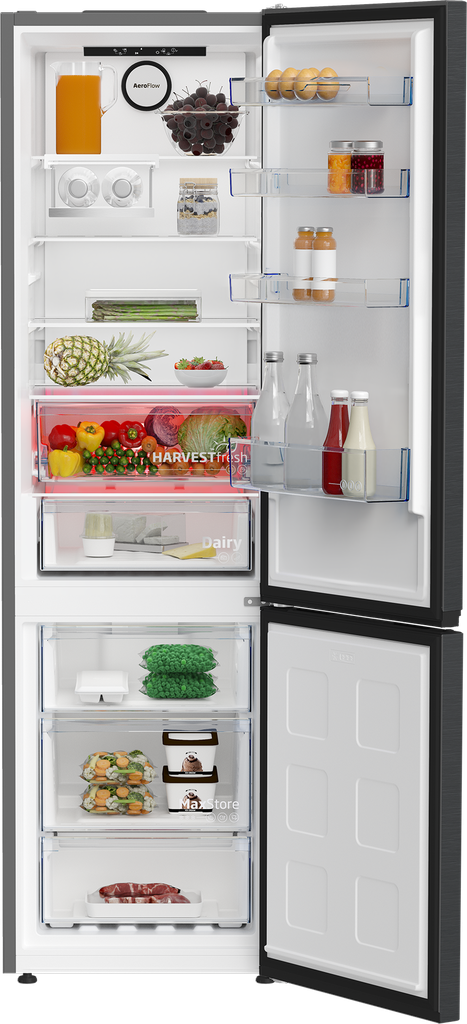 Beko B7RCNE408HXBR Koel/vries-combi 204cm 355l 112 kWh/jaar Zwart
