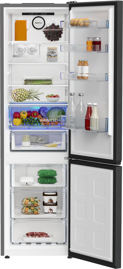Beko B7RCNE408HXBR Koel/vries-combi 204cm 355l 112 kWh/jaar Zwart