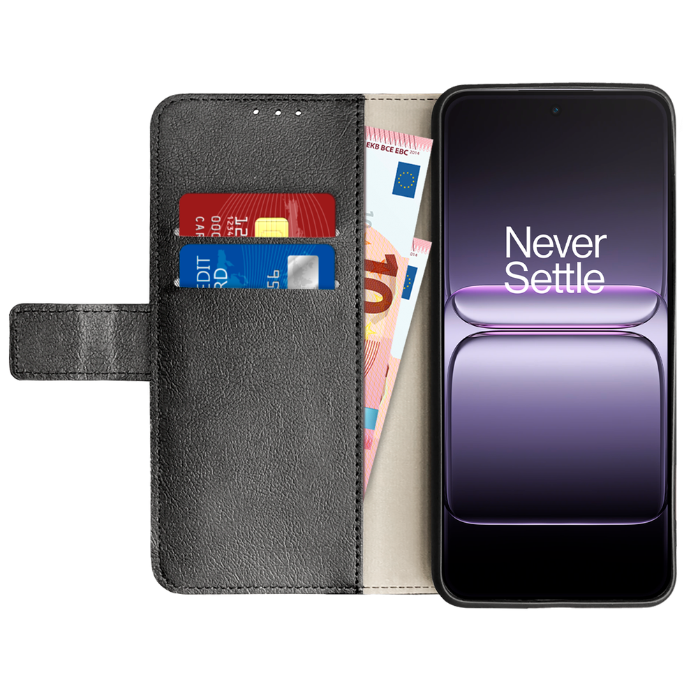 Just in Case MON2783CW1 PU lederen Book Case Klassieke portemonnee hoes OnePlus Nord 5 Zwart