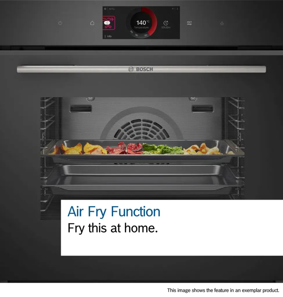 Bosch HBG734AB1 - Exclusiv - Oven HC - Serie 8 Multifunctie 60 cm, 14 verw.wijzen, EcoClean, TFT-Touchdisplay, VarioClip rail, SoftMove, AirFry toebeh. Zwart A+