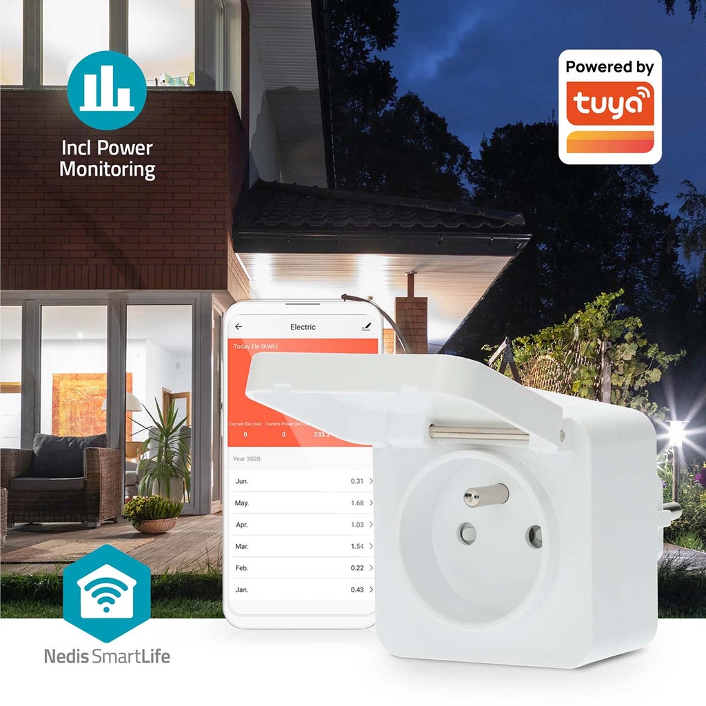 Nedis Smartlife Slimme Stekker 3680Watt 2.4GHz WiFi - WIFIPO130EWT