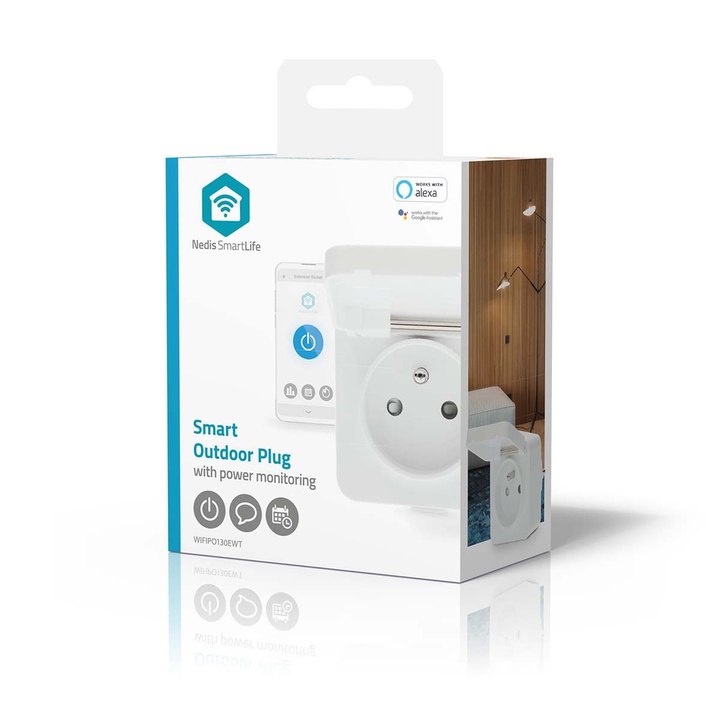 Nedis Smartlife Slimme Stekker 3680Watt 2.4GHz WiFi - WIFIPO130EWT