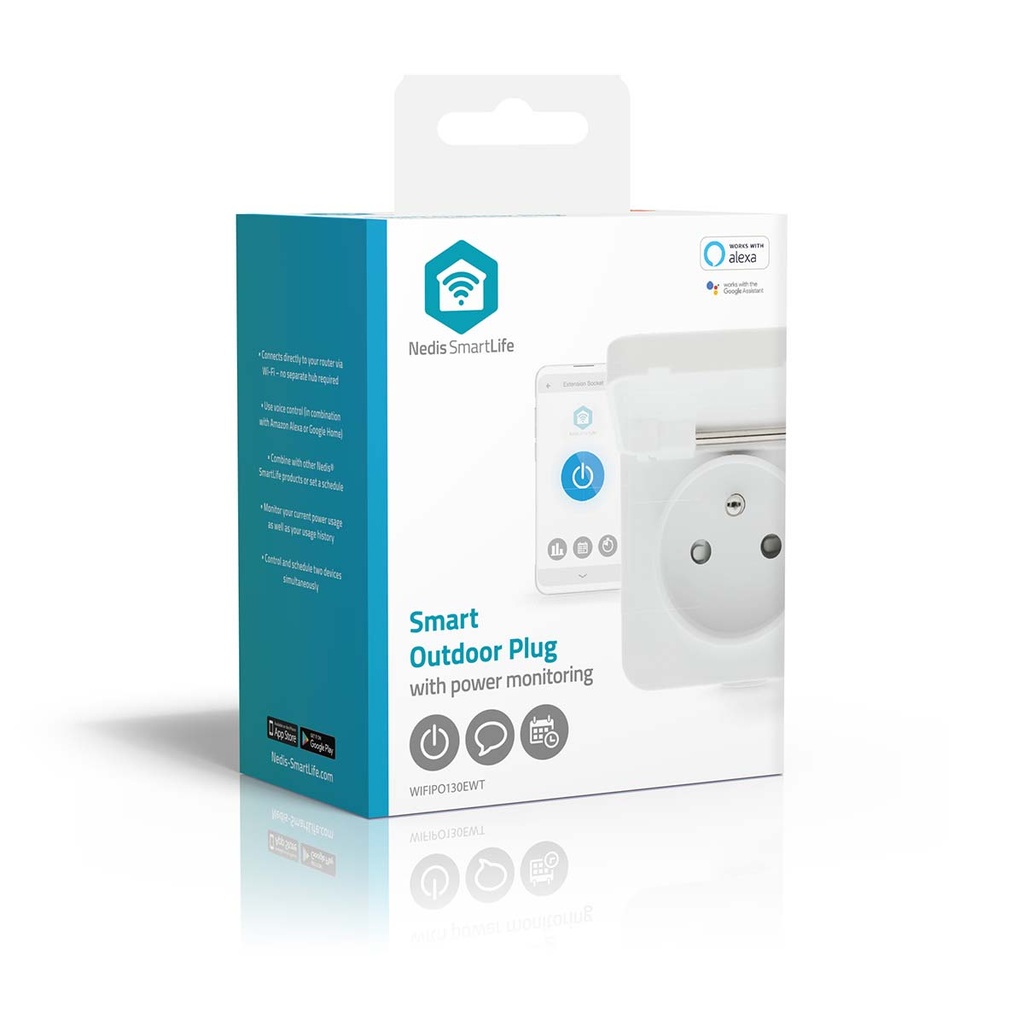 Nedis Smartlife Slimme Stekker 3680Watt 2.4GHz WiFi - WIFIPO130EWT