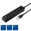 ACT USB Hub 2.0, 7x USB-A, aan- en uit schakelaar, zwart