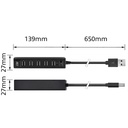 ACT USB Hub 2.0, 7x USB-A, aan- en uit schakelaar, zwart
