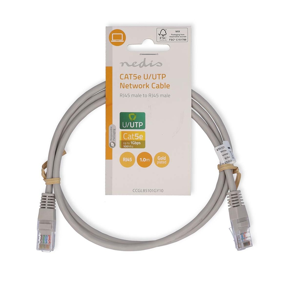 Nedis CCGL85101GY10 CAT5e Netwerkkabel U/UTP 1m Wit