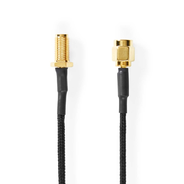 Nedis CSGB02020BK05 Coax Cable SMA Gold Plated 50 Ohm Single Shielded 50cm Braided Black