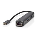 Nedis CCBW64210AT02 USB 3.2 Gen 1 Multi-Port Adapter USB-C - HDMI - RJ45 - 3x USB-A 5 Gbps 20cm Zwart