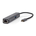 Adaptateur USB 3.2 Gen 1 Nedis CCBW64220AT02 USB-C - HDMI + RJ45 + USB-A + USB-C 5 Gbit/s 20 cm Noir