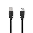 Câble USB 3.2 Gen 1 Nedis CCGL61010BK10 USB-A - USB-A femelle 5 Gbit/s nickelé 1 m Noir