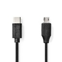 Câble USB 2.0 Nedis CCGL60750BK10 USB-C - USB Micro-B 60 W 480 Mbit/s nickelé 1 m Noir