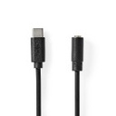 Nedis CCGL65960BK10 USB 2.0-Adapter USB-C - 3,5 mm Jack Vrouwelijk 1m Vernikkeld Zwart
