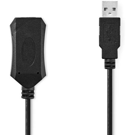 Câble USB 2.0 actif Nedis CCGL60EXTBK100 USB-A - USB-A femelle 480 Mbit/s 10 m nickelé noir