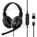 Casque stéréo supra-auriculaire Nedis CHSTU210BK avec microphone pliable USB-A/USB-C, noir
