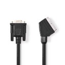 Nedis CVGL31550BK20 SCART-Kabel SCART - VGA Vrouwelijk Vernikkeld 480p 2m Zwart 