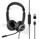 Nedis CHSTU310BK Stereo Headset On-Ear USB-A / USB-C Foldable Microphone Black