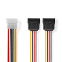 Nedis CCGB73520VA015 Interne Voedingskabel | Molex Male | 2x SATA 15-Pins Female | Verguld | 0.15 m | Rond | PVC | Multicolour | Doos