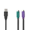Nedis CCGB60830BK03 PS/2 Cable USB 2.0 USB-A - 2x PS/2 Female 480 Mbps 30cm Nickel Plated Black