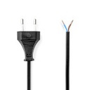 Nedis CEGL11700BK20 Power Cable Euro Open Nickel Plated 2m Black