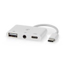Adaptateur multiport USB 2.0 Nedis CCGB64790WT01 USB-C - USB-A / USB-C / Jack 3,5 mm 480 Mbit/s 10 cm Blanc