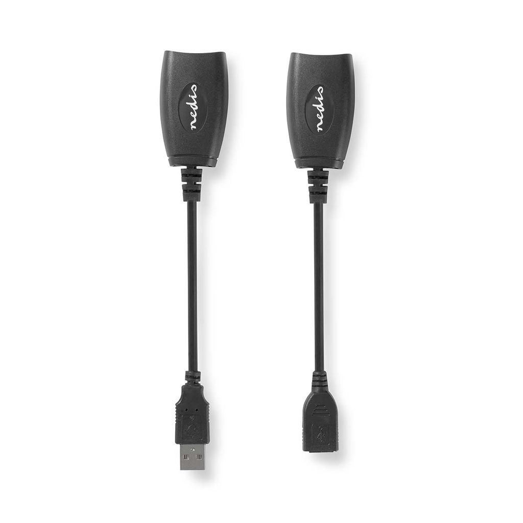 Câble USB actif Nedis CCGB60EXTBK500 USB sur CAT5e/6 12 Mbit/s 20 cm nickelé noir