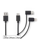 Nedis CCGL60620BK10 3-in-1 USB 2.0 Cable USB-A - Lightning / USB Micro-B / USB-C 480 Mbps 1m Black
