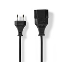 Nedis CEGL11085BK20 Power Cable Euro - Euro Female Nickel Plated 2m Black