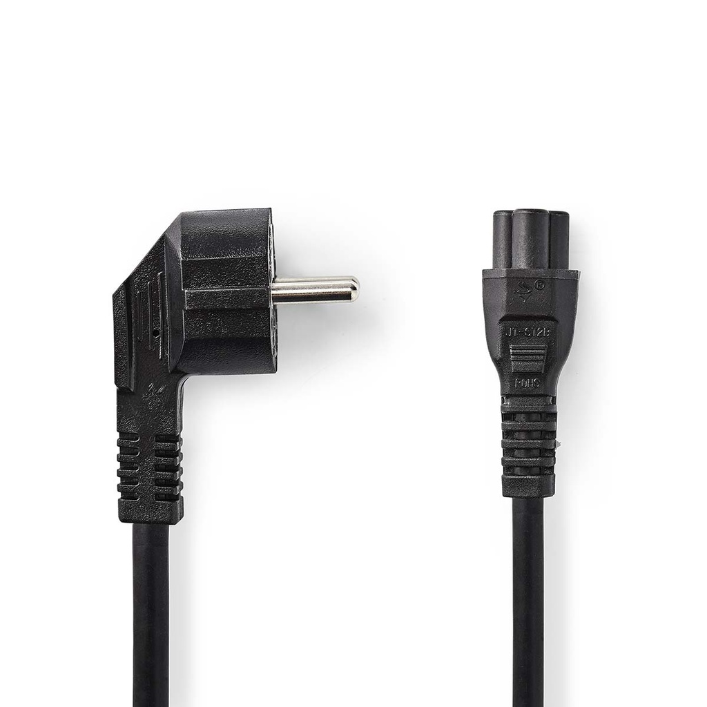 Nedis CEGL10100BK20 Power Cable Type F - IEC-320-C5 Angled Nickel Plated 2m Black