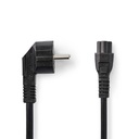 Nedis CEGL10100BK20 Power Cable Type F - IEC-320-C5 Angled Nickel Plated 2m Black