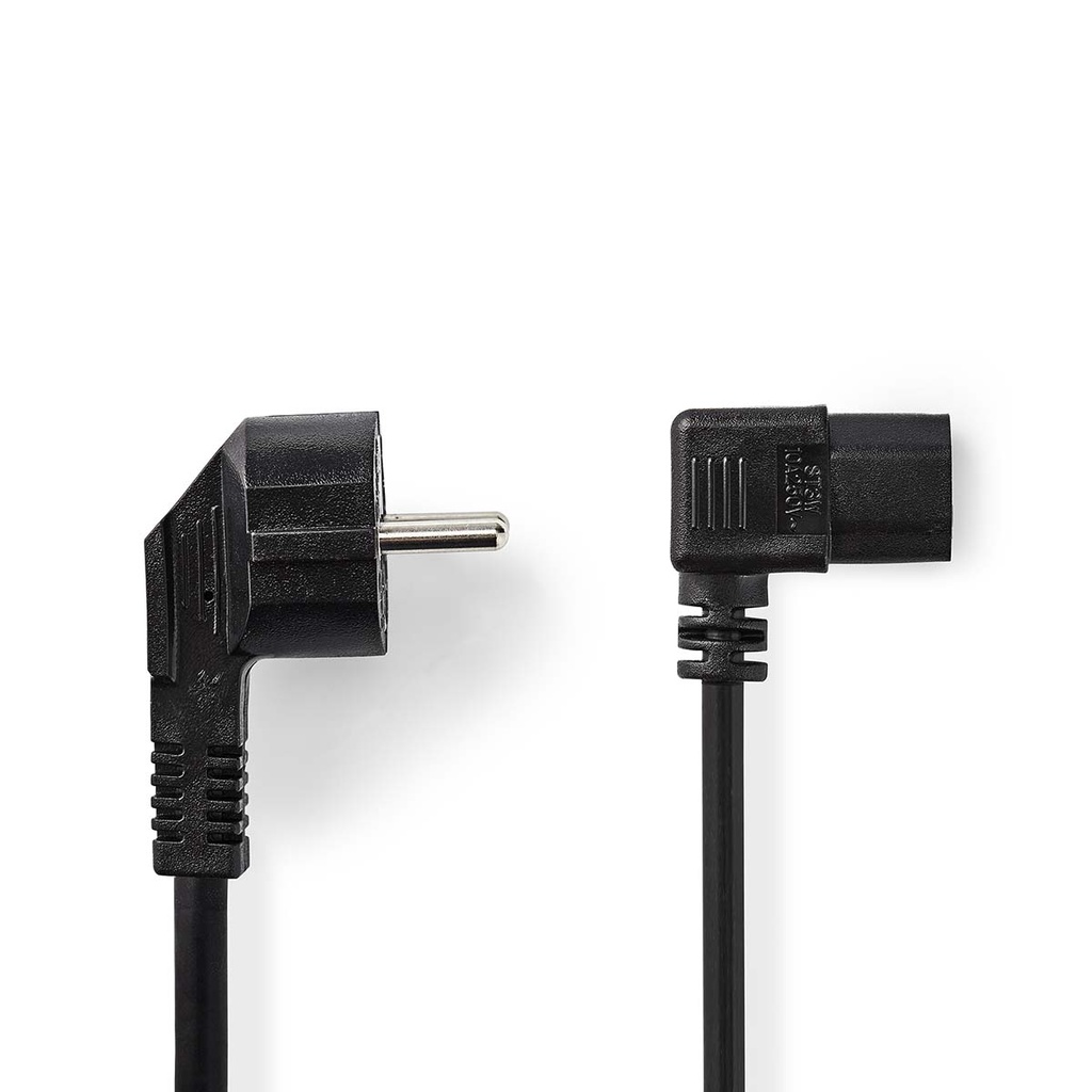 Nedis CEGL10020BK20 Power Cable | Type - IEC-320-C13 Angled Nickel Plated 2m Black