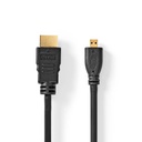 Nedis CVGL34700BK15 ​​HDMI 1.4 Cable HDMI - Micro-HDMI 4K@30Hz 10.2 Gbps 1.5m Black