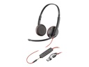 Poly Blackwire 3225 Bekabelde Headset USB-A/USB-C/Jack Zwart