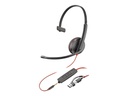 Poly 8X227A6 Blackwire 3215 Bekabelde headset USB-A/USB-C/3.5mm Jack Zwart