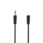Câble audio stéréo Nedis CAGL22050BK10, jack 3,5 mm - jack 3,5 mm femelle, nickelé, 1 m, noir