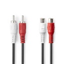 Nedis CAGL24205BK20 Stereo-Audiokabel 2x RCA 2x RCA Vrouwelijk Vernikkeld 2m Zwart