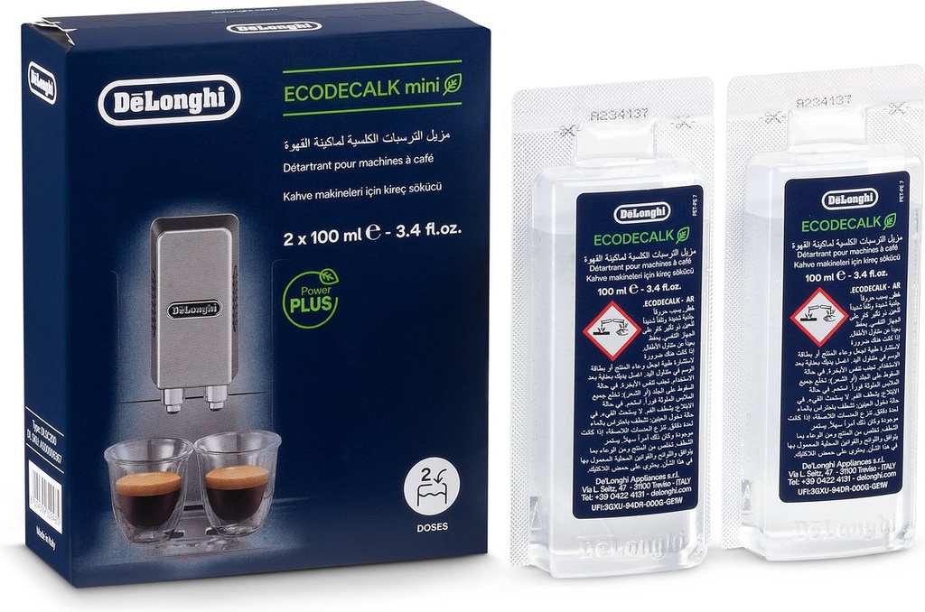 Delonghi DLSC200 Coffee Machine Descaler EcoDecalk Mini 2 pieces 200 ml
