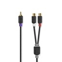 Nedis CABW24010AT02 Subwoofer-Kabel RCA Mannelijk - 2x RCA Vrouwelijk V20cm Zwart