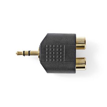 Nedis CAGP22940BKG Stereo-Audioadapter 3,5 mm Jack - 2x RCA Vrouwelijk Verguld  Zwart 10 Stuks