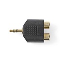 Nedis CAGP22940BKG Stereo Audio Adapter 3.5 mm Jack - 2x RCA Female Gold Plated Black 10 Pieces