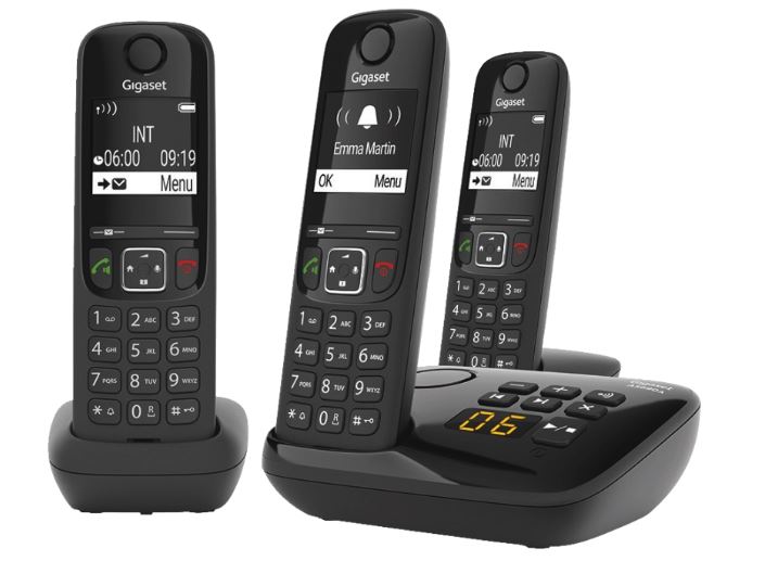 Gigaset A690AR trio DECT Telephone 3 Handsets Black